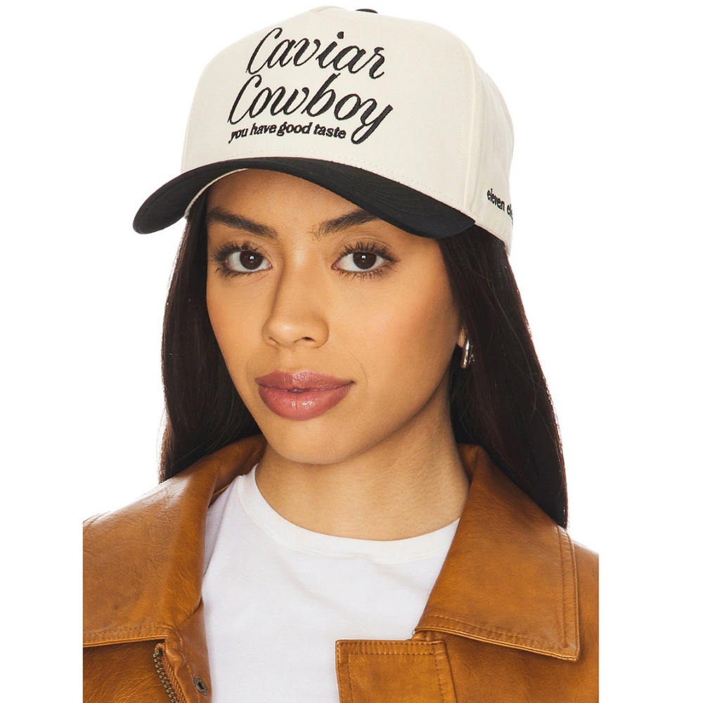 REVOLVE Black and White Caviar Cowboy Hat